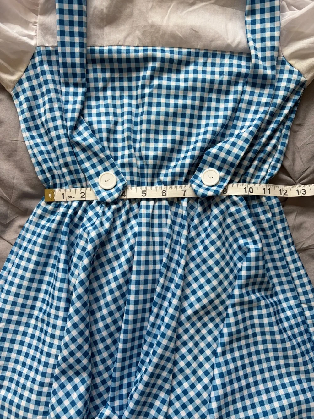 Dorothy Blue Gingham Pinafore Dress with Puff Sleeves